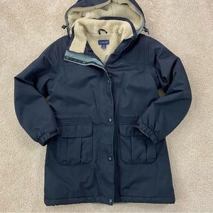 Lands' End Women's Black Expedition Sherpa Lined Coat Sz S (6-8)